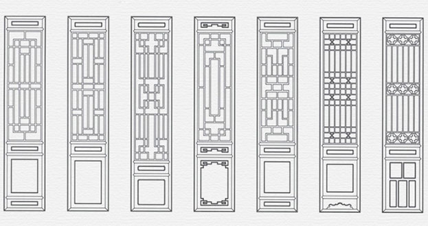 港北常用中式仿古花窗图案隔断设计图